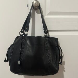 Ralph Lauren Black Shoulder Bag with Pebbled Leather